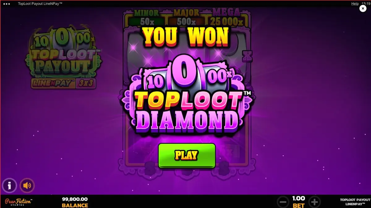 Tampilan visual slot TopLoot Payout LineNPay dengan tema vault harta karun
